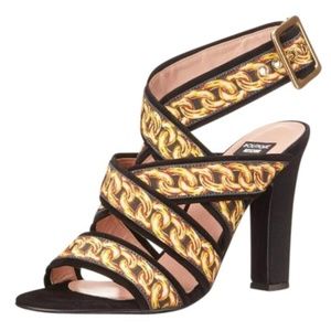 NEW Boutique Moschino Black Chaint Print Heels